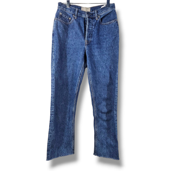 EUC Everlane The Cheeky Mid-Rise Cotton Raw Hem Jeans Sz. 25x26 Washed Midnight - Picture 2 of 11